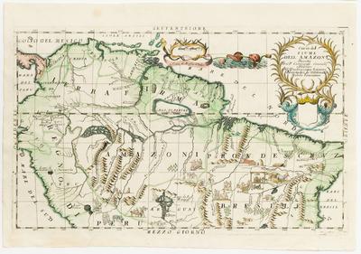 Corso del Fiume dell Amazoni Descritto Dal P. Cosmografo Coronelli, e Dedicato All' Illustrissimo Signore Alessandro de Verazzano Nobile Fiorentino