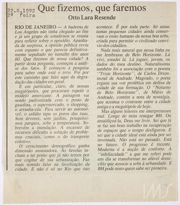 Que fizemos, que faremos