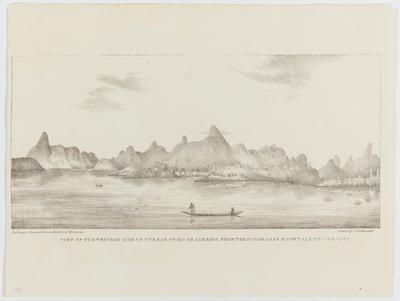 (Vista do lado ocidental da baía do Rio de Janeiro, desde a montanha do Pão de Açúcar até a cidade)