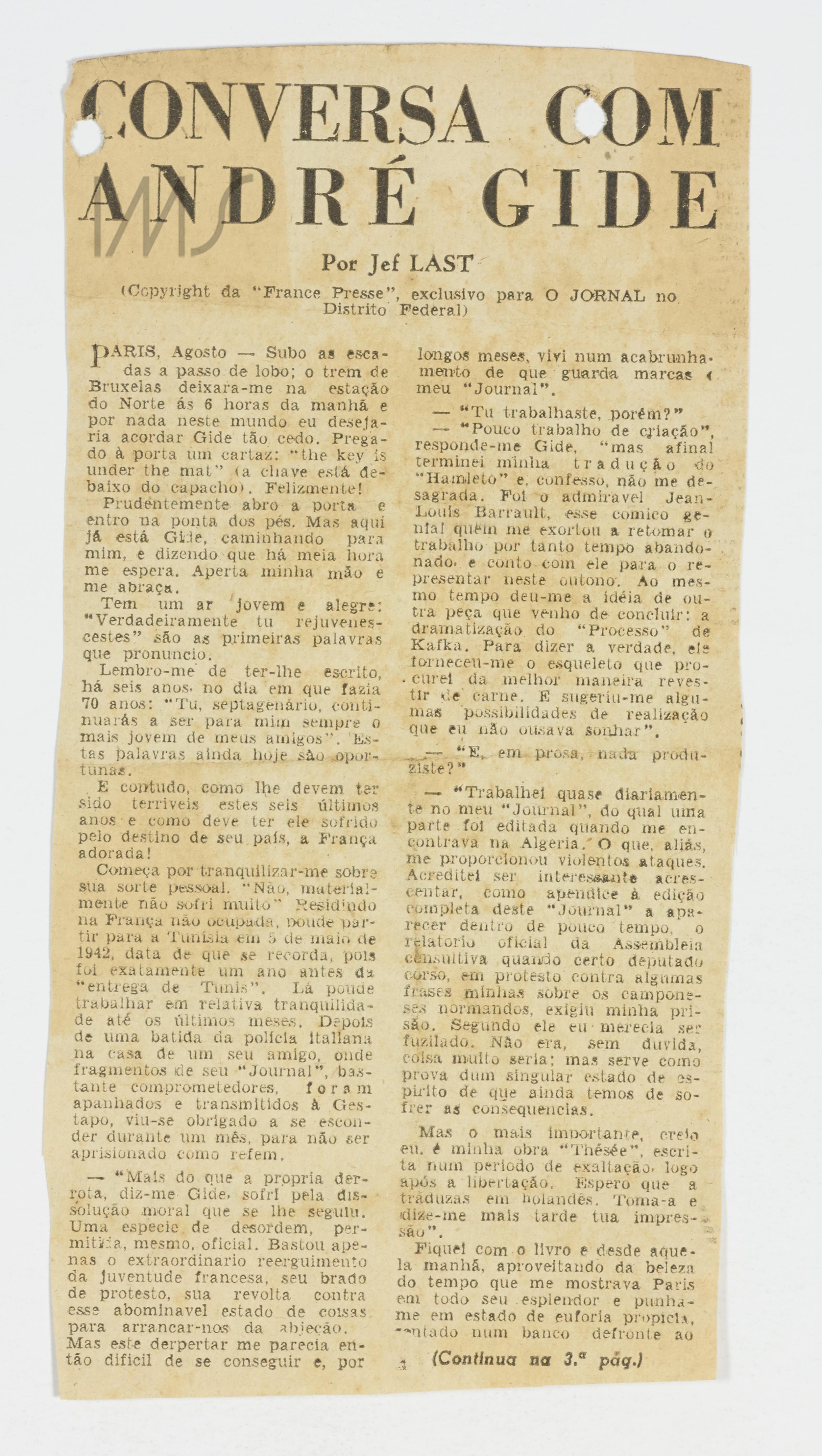 Conversa com André Gide