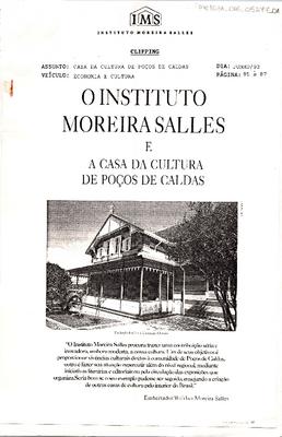 Instituto Moreira Salles e A Casa da Cultura de Poços de Caldas