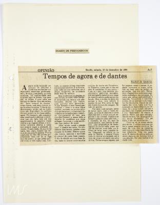 Tempos de agora e de dantes