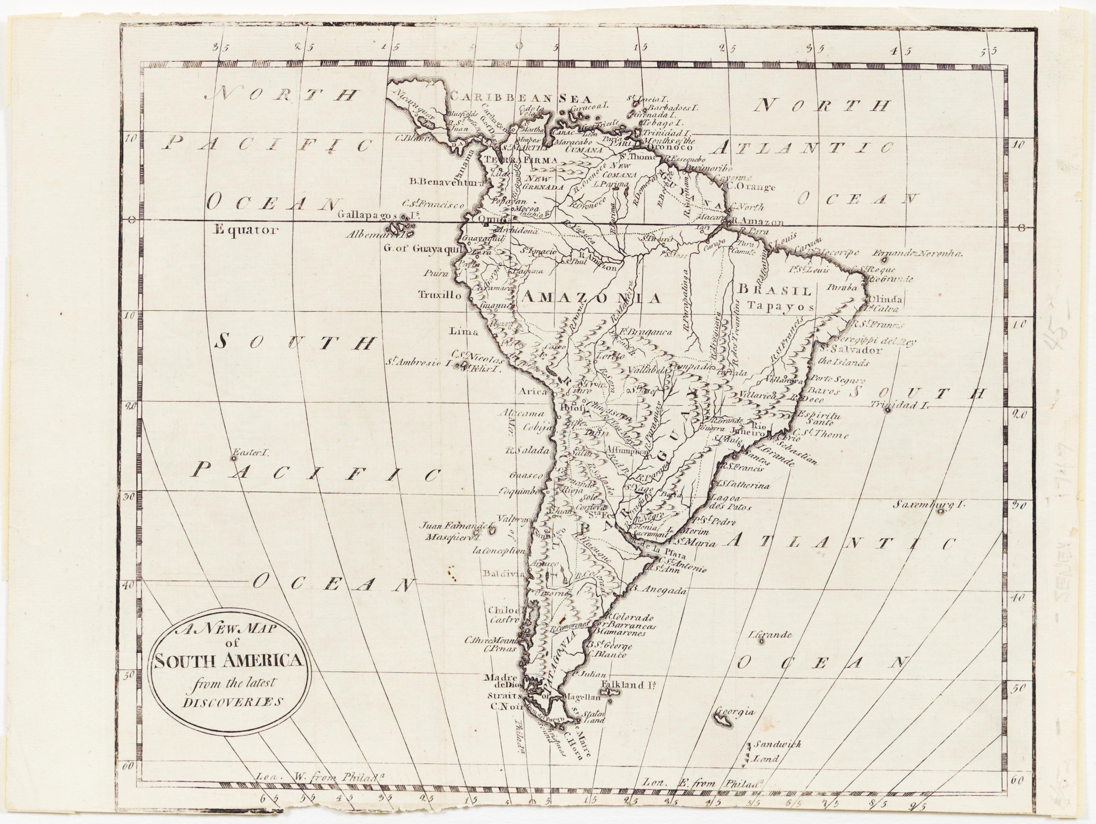 A New Map of South America from the latest Discoveries