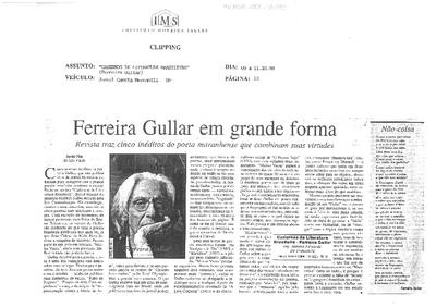Ferreira Gullar em grande forma: Revista traz cinco inéditos do poeta maranhense ;que combinam suas virtudes