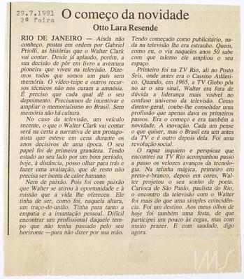 O começo da novidade