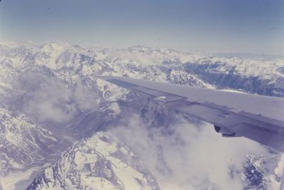 Vista aérea da janela do avião, trajeto entre Buenos Aires (Argentina) e Santiago (Chile)
