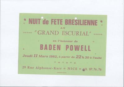Nuit de Fete Brasilienne au "Grand Escurial" - honneur Baden Powell