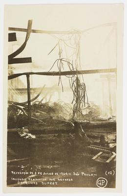 Efeitos da Revolução de 1924 – Incêndio produzido por granada