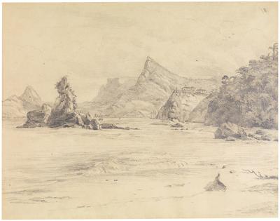 (Corcovado e igreja de Nossa Senhora da Boa Viagem vistos da praia de Jurujuba)