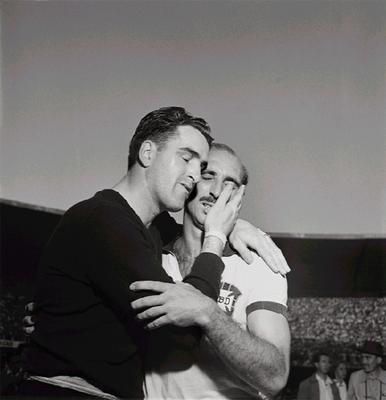 Maspoli, goleiro do Uruguai, e Augusto, capitão da Seleção Brasileira - Final da Copa de 1950