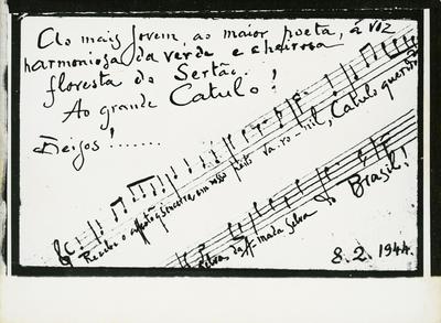 Manuscrito de Francisco Braga para Catullo (verso - reprodução)