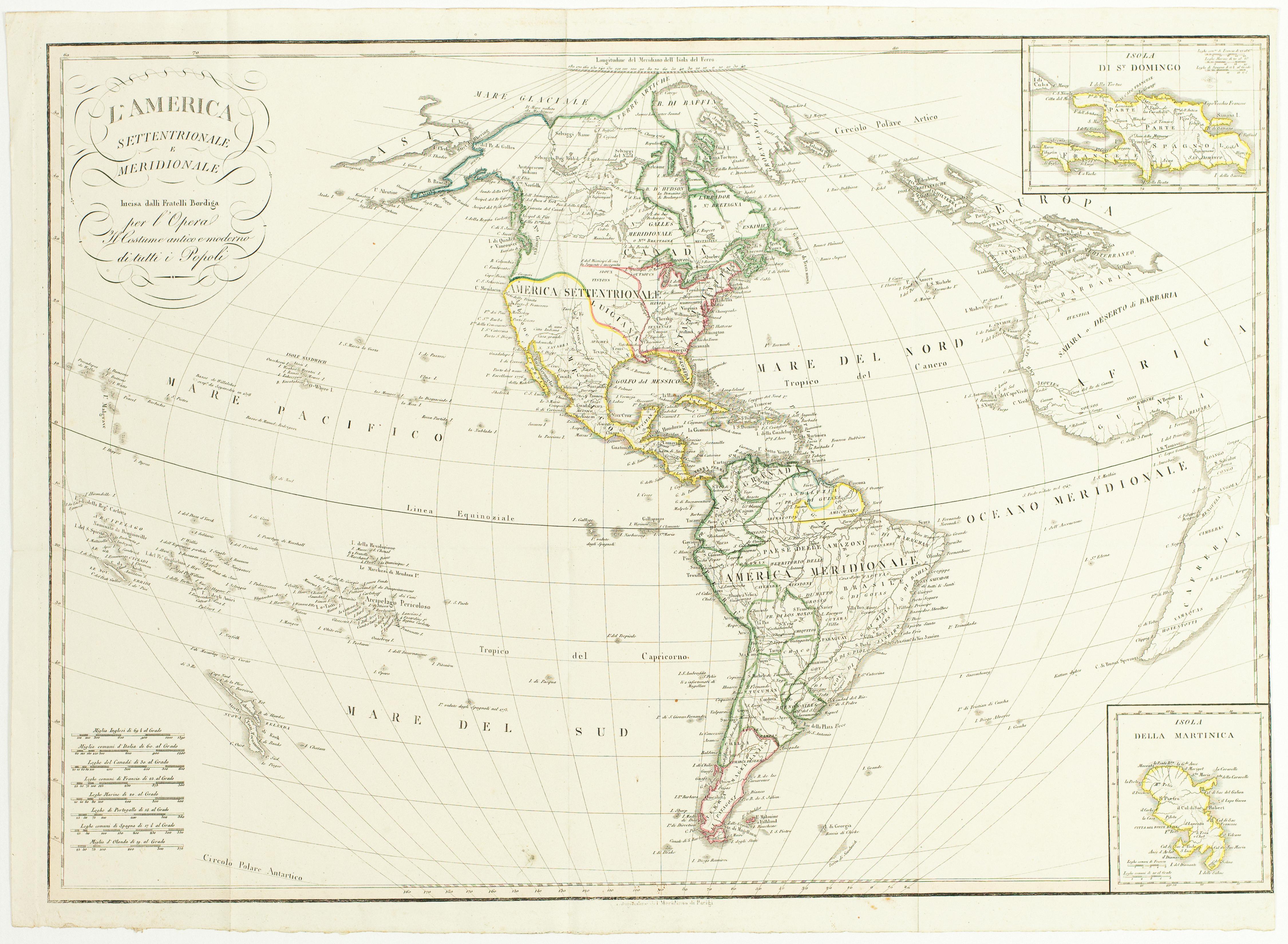 L'America Settentrionale e Meridionale Incisa dalli Fratelli Bordiga per l'Opera Il Costume antico e moderno di tutti i Popoli