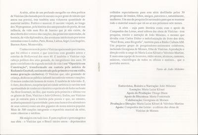 "Vinícius. Poesia música e paixão" em destaque