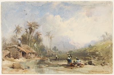 [Grupo de negros junto a uma tapera]