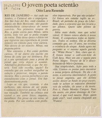 O jovem poeta setentão