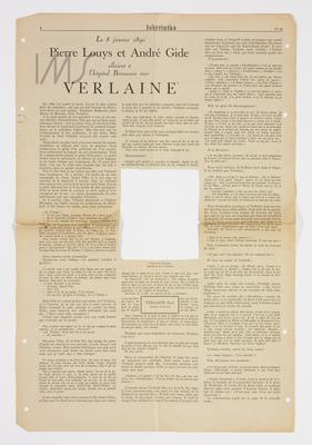 Le 8 janvier 1890 Pierre Louys et André Gide allaient à l'hôpital Broussais voir Verlaine