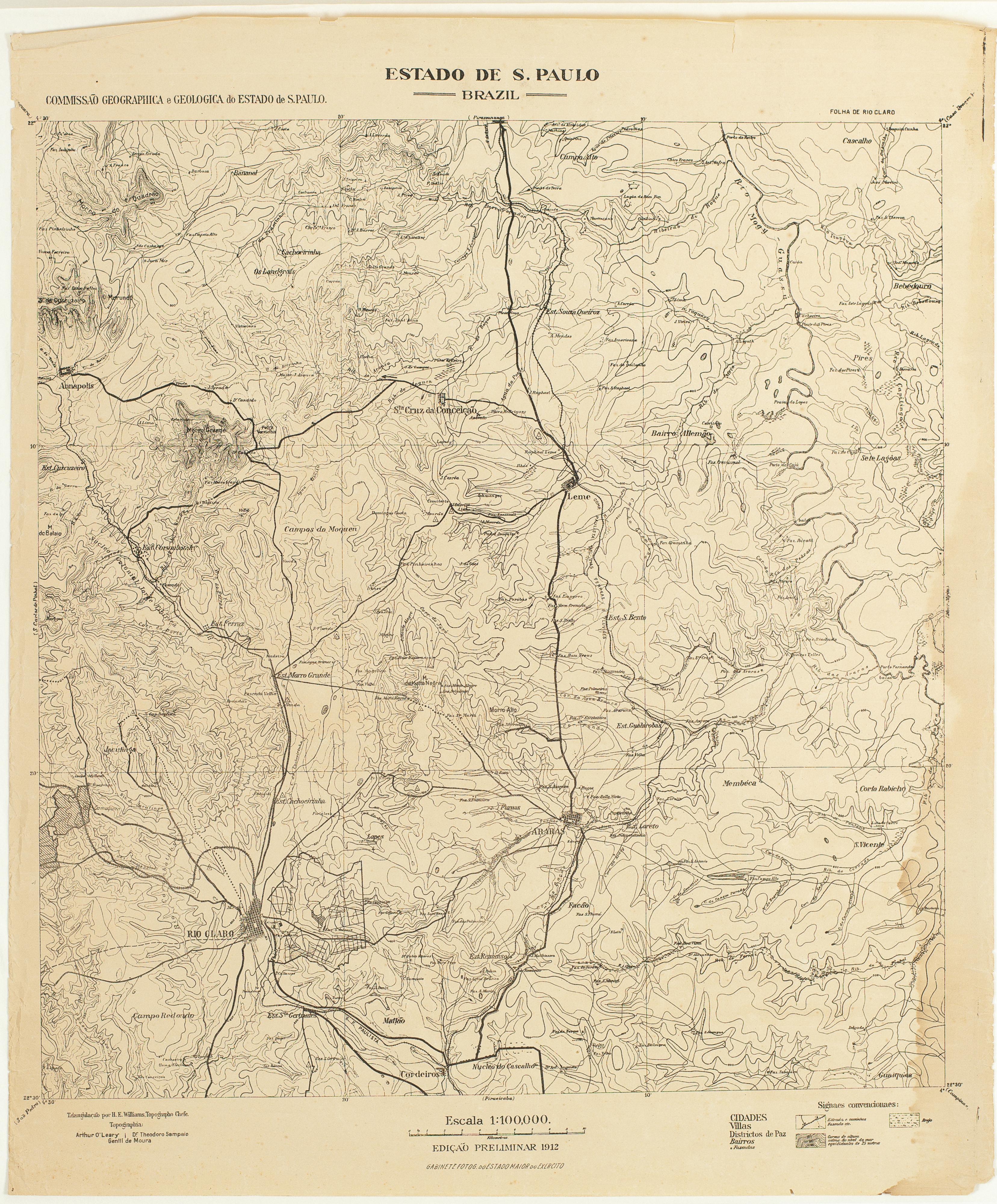 Estado de S. Paulo
- Brazil -
Commissão Geographica e Geologica do Estado de S. Paulo.
Folha de Rio Claro