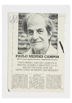 Paulo Mendes Campos: um dos nossos gênios literários, completando 60 anos