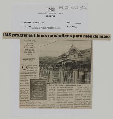 IMS programa filmes românticos para mês de maio
