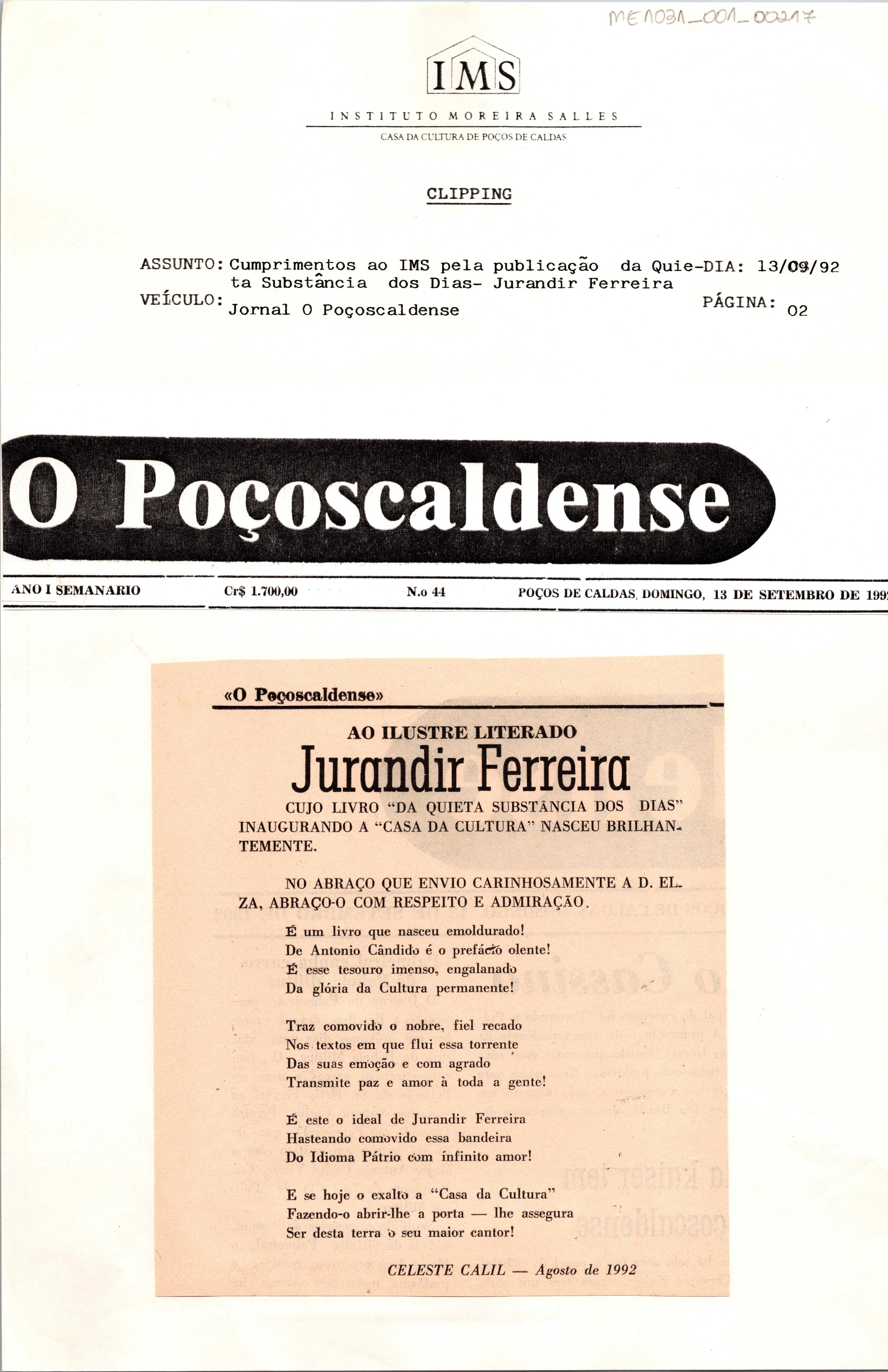 Ao ilustre literado: Jurandir Ferreira