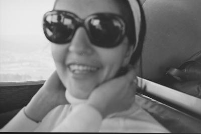 Lena Coelho dos Santos durante sobrevoo em São Paulo