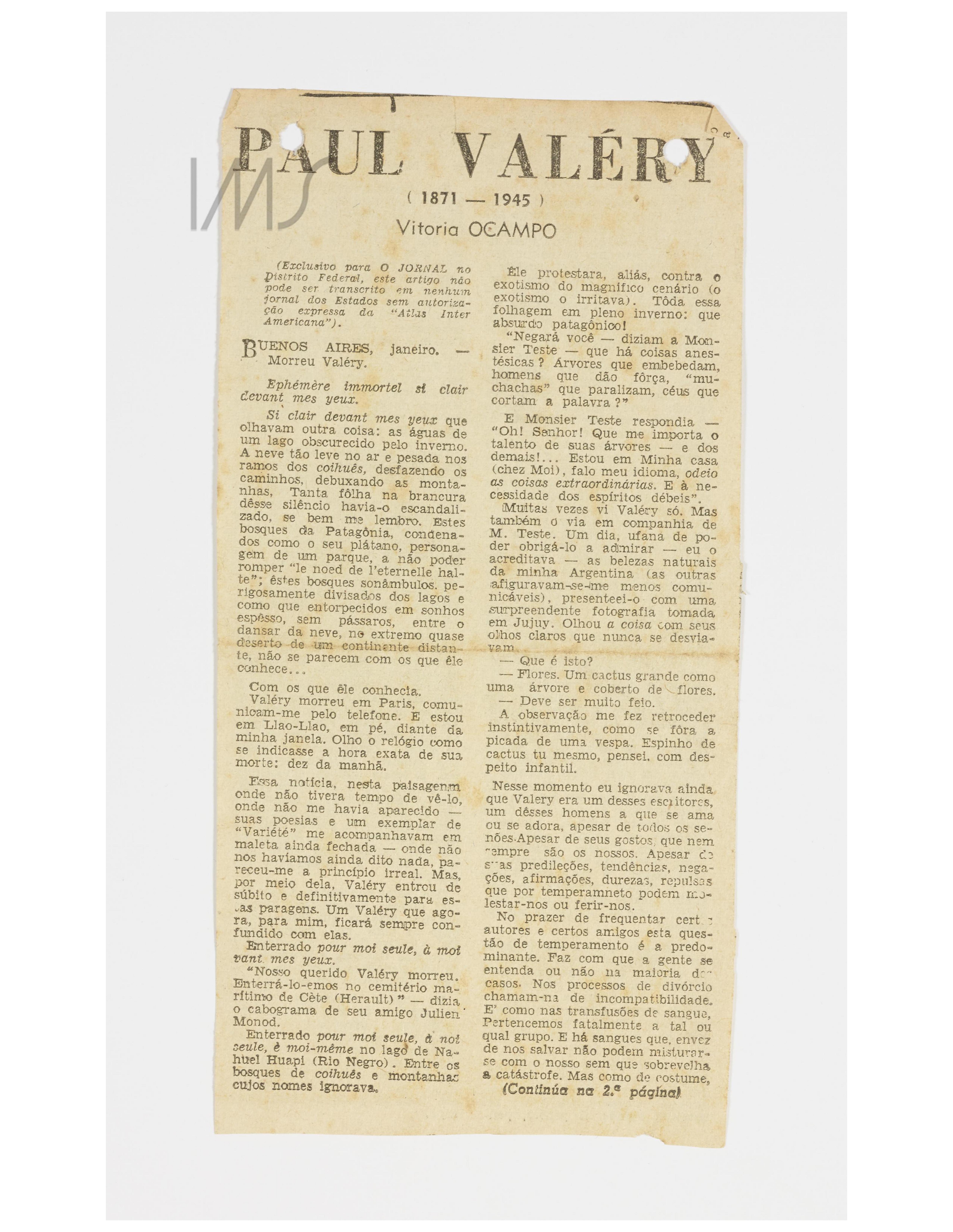 Paul Valéry: 1871-1945