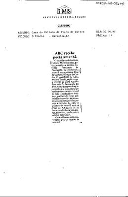 ABC recebe poeta amanhã