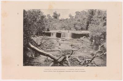 Paysage de la Région Amazonienne. - Cachoeira, Près de Manaos. Gravure de Bocher, d'après une photographie communiquée par la Societé de Géographie