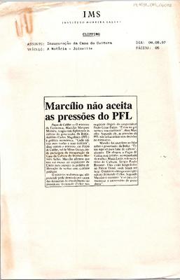 Marcílio não aceita as pressões do PFL