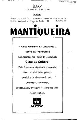 Mantiqueira: Alcoa Alumínio S/A, parabeniza Instituto Moreira Salles