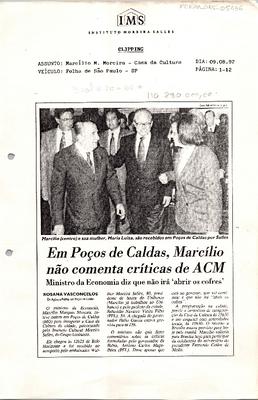 Em Poços de Caldas, Marcílio não comenta críticas de ACM: Ministro da Eco-;nomia diz que não irá 'abrir os cofres'