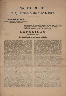 SBAT - O quatriênio de 1929-1932