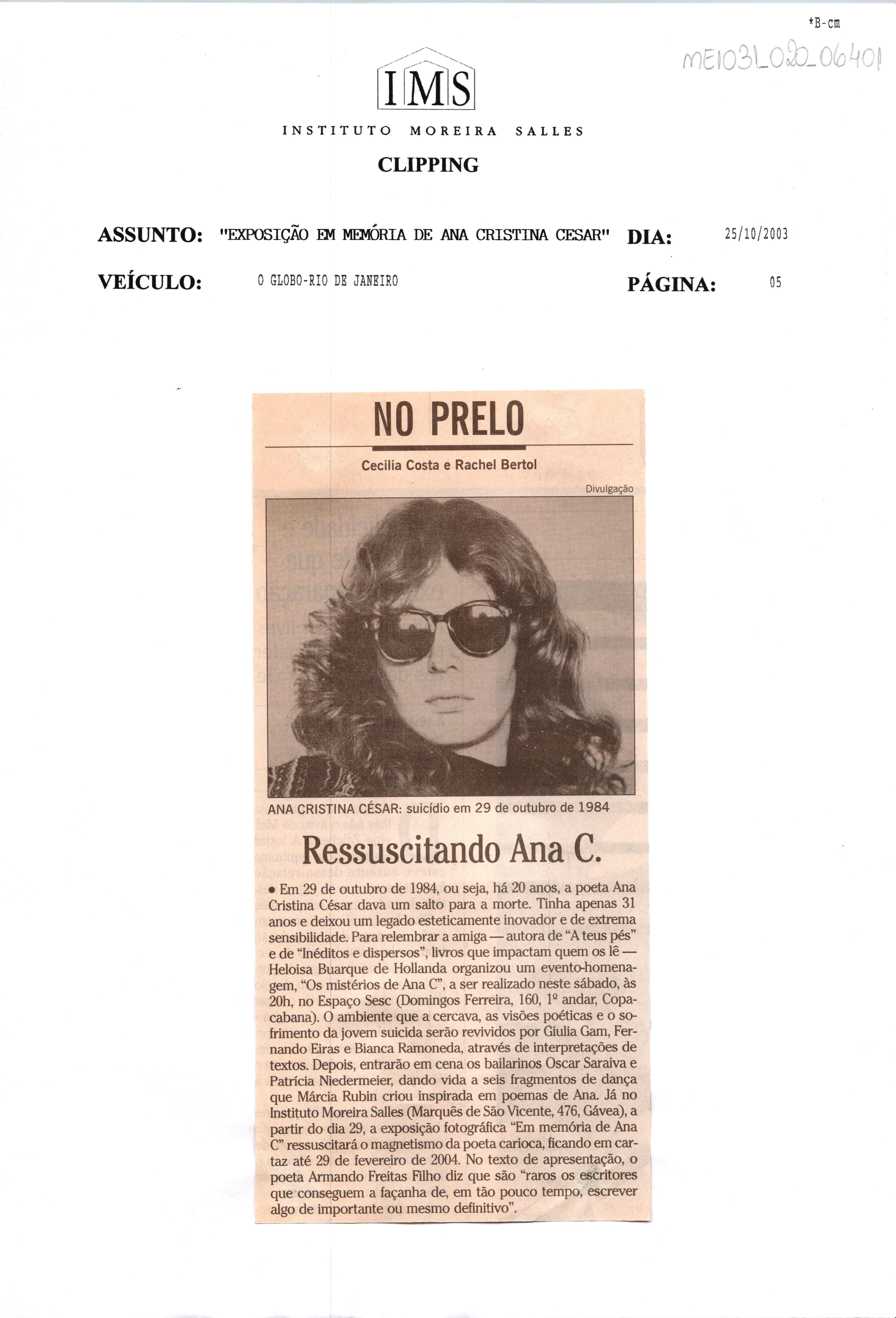 No Prelo: Ressuscitando Ana C.