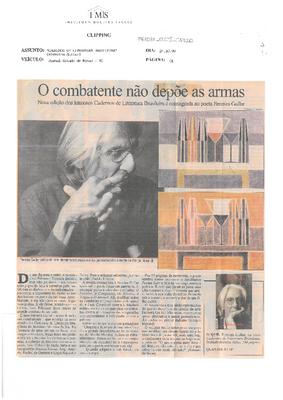 O combate não depõe as armas: Nova edição dos luxuosos Cadernos de Literatura ;Brasileira é consagrada ao poeta Ferreira Gullar