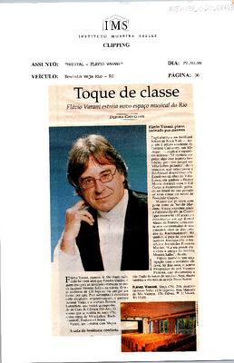 Toque de Classe;Flávio Verani estréia novo espaço musical do Rio