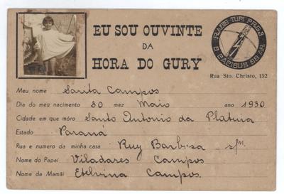 Carteira de ouvinte da Rádio Tupi