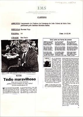 Tédio maravilhoso: Uma nova revista literária publica poemas inéditos de ;João Cabral escritos na década de 40