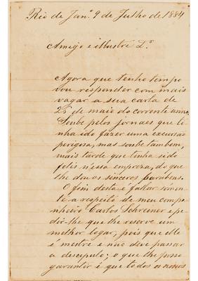 [Carta de Carlos L.C. Burlamaqui a João Barbosa Rodrigues, escrita no Rio de Janeiro em 9 de julho de 1884]