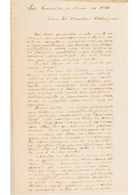 [Carta de Horacio de Carvalho a João Barbosa Rodrigues, escrita de São Paulo em 10 de maio de 1898]