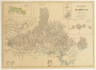 Karte der Kolonien im Staate Rio Grande do Sul. Nach den neuesten Quellen bearbeitet, heraugsgegeben von Dr. R. Jannasch. Vorsitzenden des Centralvereins für Handelsgeographie und Förderung deutscher Interessen im Auslande"  zu Berlin