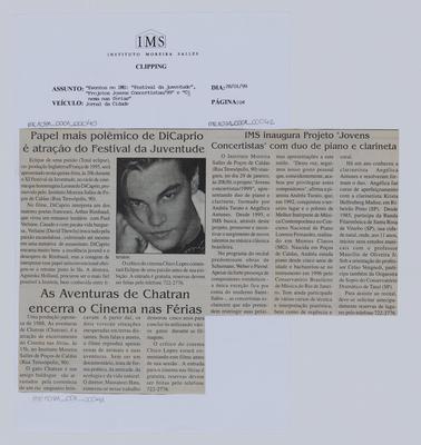 IMS inaugura Projeto "Jovens Concertistas" com duo de piano e clarineta