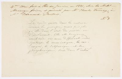 Poligrafia: Ensaio feito no Rio de Janeiro na casa de madame.(...) com a presença do senhor Charles Taunay e do senhor Edouard Poutois.