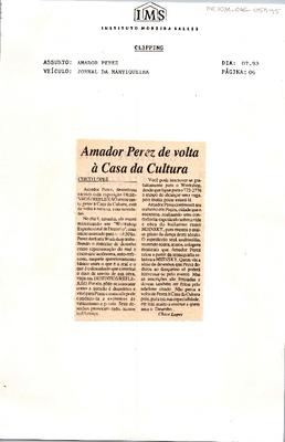Amador Perez de volta à Casa da Cultura