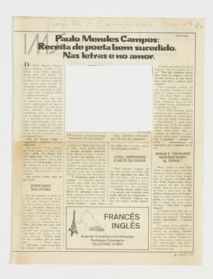 Paulo Mendes Campos: receita de poeta bem sucedido. Nas letras e no amor