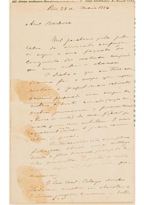 [Carta do Barão de Capanema a João Barbosa Rodrigues, escrita no Rio de Janeiro em 28 de maio de 1884]