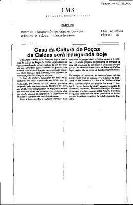 Casa da Cultura de Poços de Caldas será inaugurada hoje