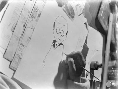 "Juca Pato" sendo desenhado por Belmonte