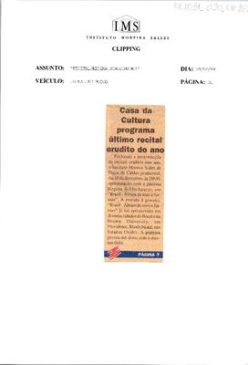 Casa da Cultura programa último recital erudito do ano