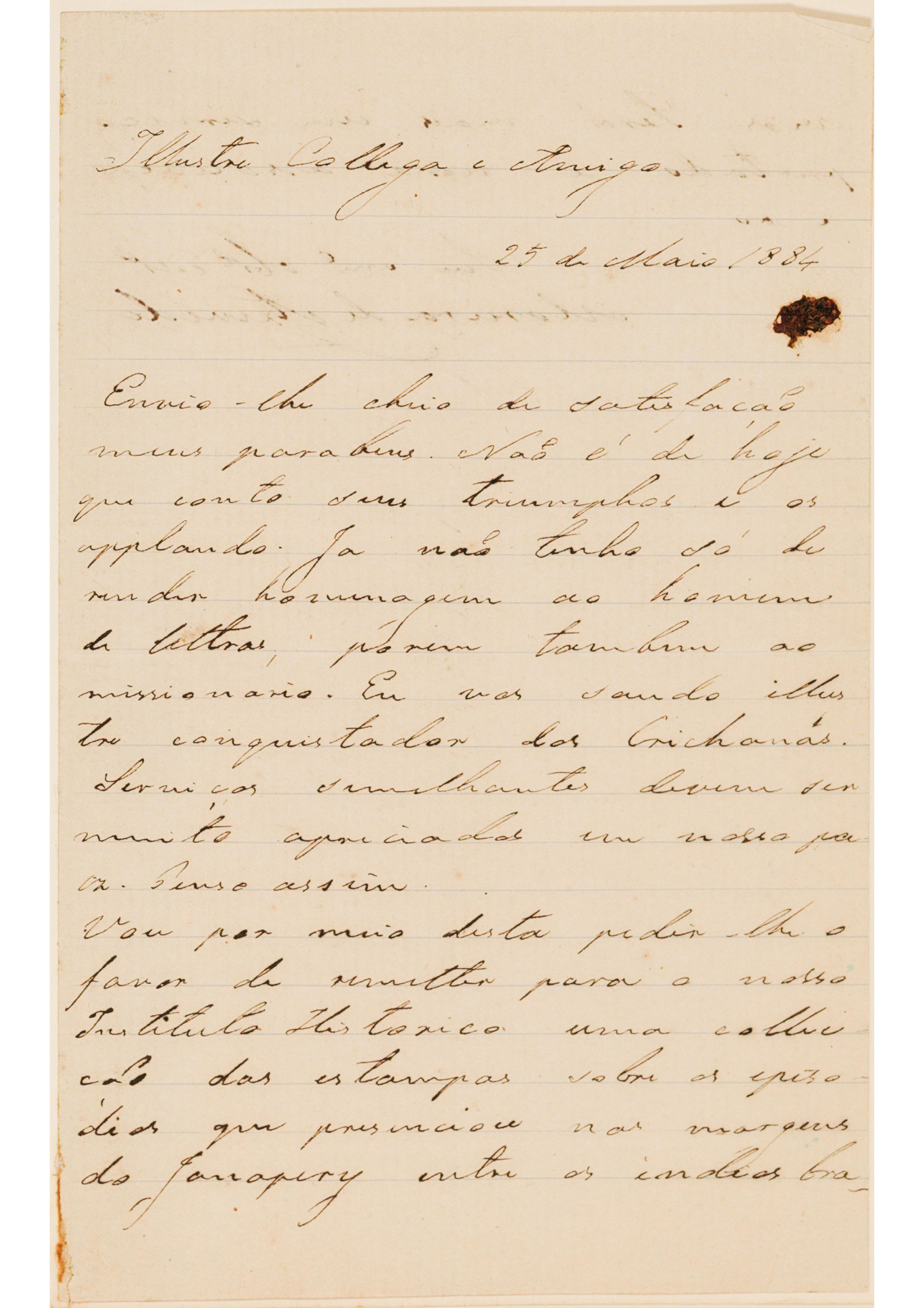 [Carta de Moreira Azevedo a João Barbosa Rodrigues, escrita em 25 de maio de 1884]