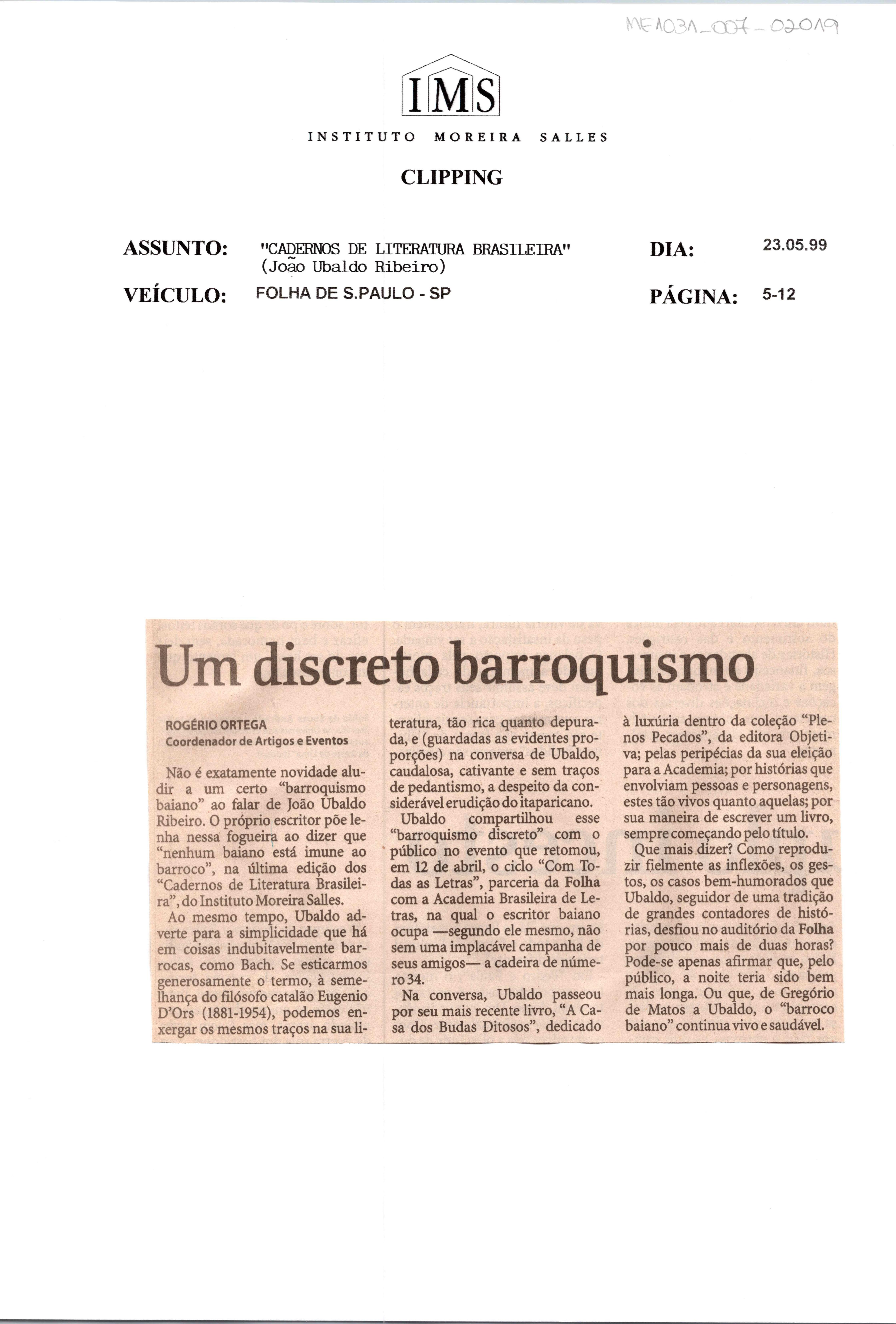 Um discreto barroquismo